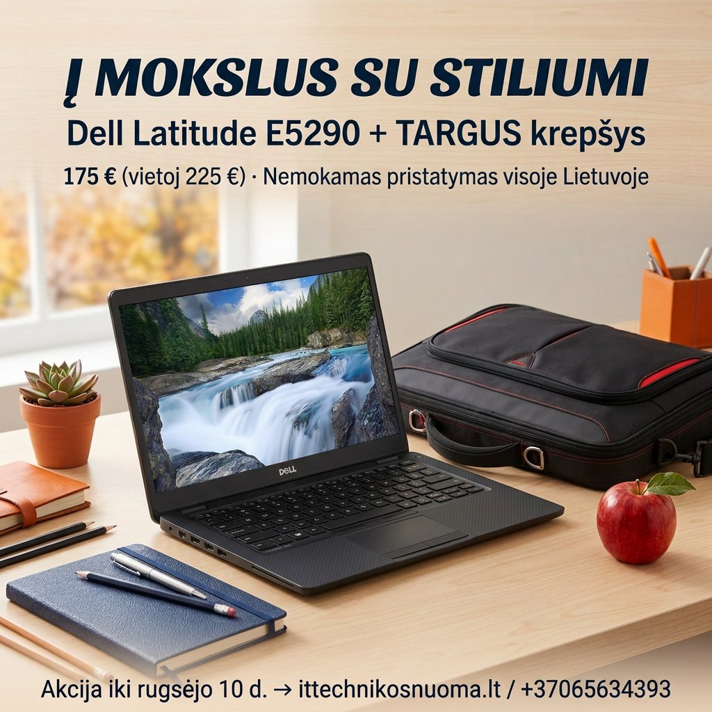 Į mokslus su stiliumi — Dell Latitude E5290 + TARGUS krepšys už 175 €